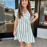 Sage Breeze Stripe Dress