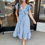 Sweet Stroll Stripe Midi Dress