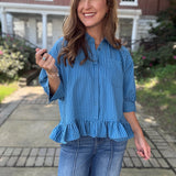 Southern Spice Ruffle Shirt With Collar Neck Button Down