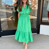 Emerald Breeze Midi Dress