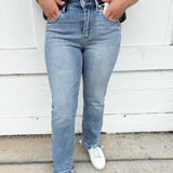 Light Wash Fray Hem Denim