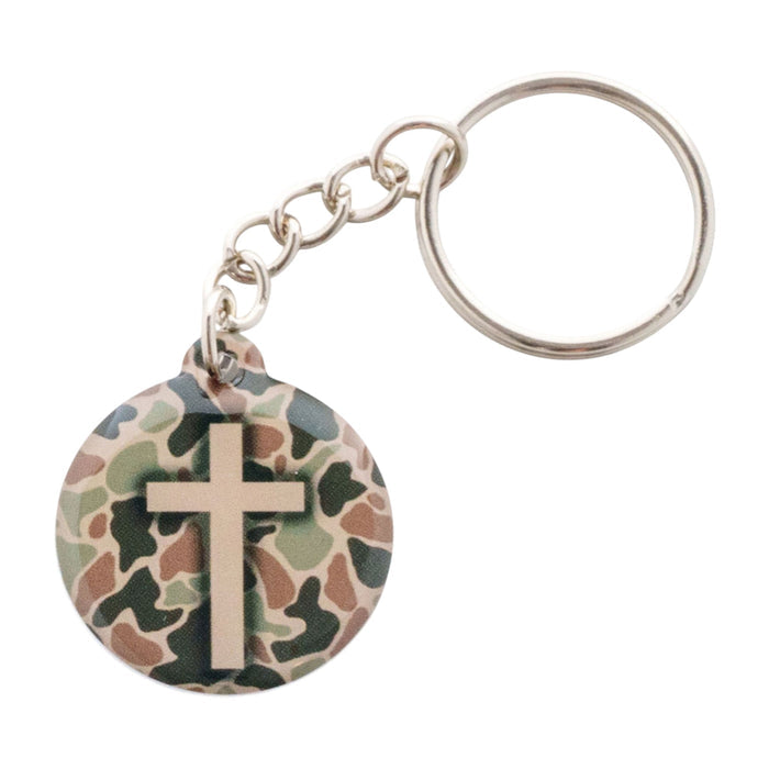 Tap To Pray Acrylic Keychain - River Rock Camo + Cross