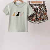 Camo Hunting Embroidered Shorts Set