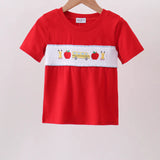 Red School Bus Smocked Top