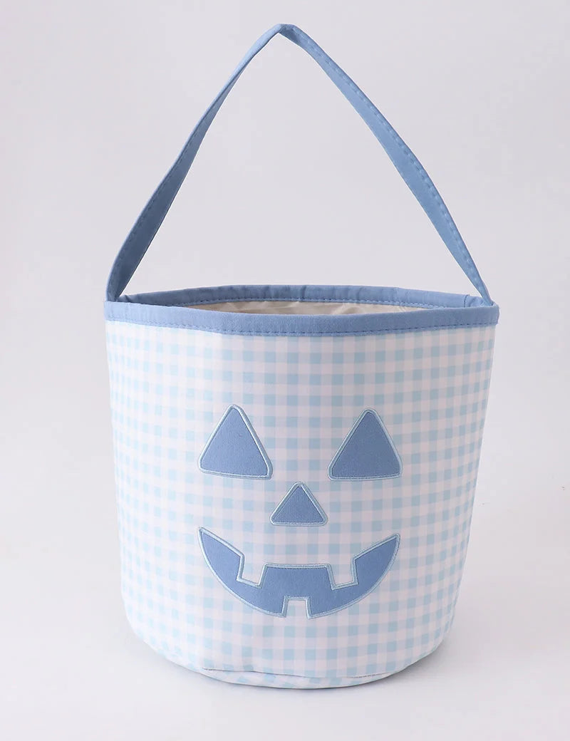 Pumpkin Applique Gingham Basket