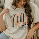 Tennessee Vols Helmet Fade Off White Thrifted Tee