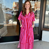 Candy Stripe Cutie Midi Dress