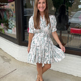 Leaf Print Mini Shirt Dress