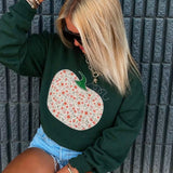 Floral Embroidery Pumpkin Sweatshirt