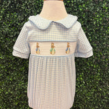 Bunny Smocked gingham boys romper