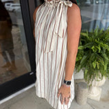 Ruffle Neck Tie Sleeveless Mini Dress