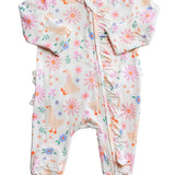 Ruffle Bamboo Zipper Footie | Loosey Goose