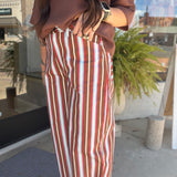 Bust Out Barrel Leg Stripe Casual High Waist Pants
