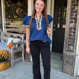 Hayride Chambray Crochet Blouse