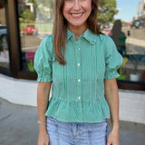 Emerald Picnic Peplum top