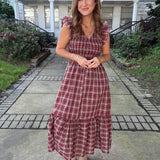 Party in Plaid Midi Dress