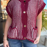 Fall Days Rib Knit Vest Cardigan