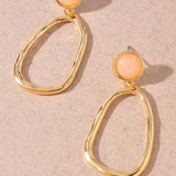 Stone Accent Organic Oval Drop Earrings