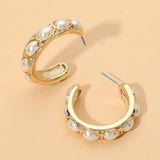Oval Pearl Accent Chunky Hoop Earrings