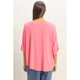 Relaxed High-Low Batwing Sleeve Top
