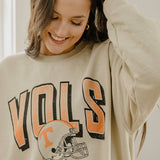 Tennessee Vols Helmet Fade Sand Thrifted Sweatshirt