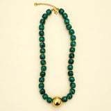 Barrel Beaded & Gold Ball Centerpiece Necklace