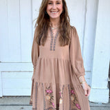 Blossom Breeze Embroidered Tiered Dress