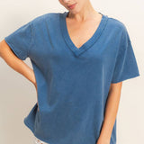Washed V-Neck Oversized Tee