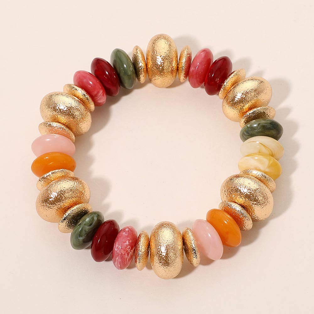 Chunky Mixed Disc Beaded Stretch Bracelet