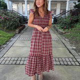 Party in Plaid Midi Dress