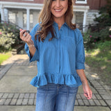Southern Spice Ruffle Shirt With Collar Neck Button Down