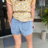 Denim Ruffle Shorts