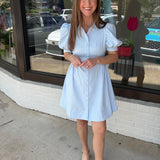 Textured Shirt Dress with Smocked Side Waist