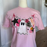 Pink Ghost Halloween Graphic Tee