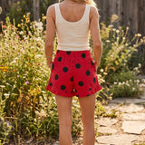 Gameday Ruffle Hem Polka Dot Poplin Shorts