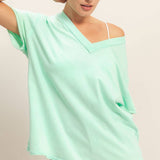 Washed V-Neck Oversized Tee