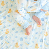 Convertible Bamboo Zip Romper | Bubble Duckies Blue