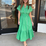 Emerald Breeze Midi Dress