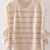 12W3723N-Striped Side Tie Knit Vest