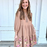 Blossom Breeze Embroidered Tiered Dress