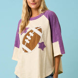 FOOTBALL PATCH MINERAL WASHED COLOR BLOCK TOP