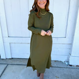 Olive Mock Neck Cozy Dress