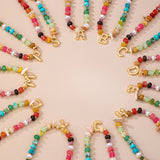 Multi Gemstone Chip Initial Charm Necklace 12Pc Set