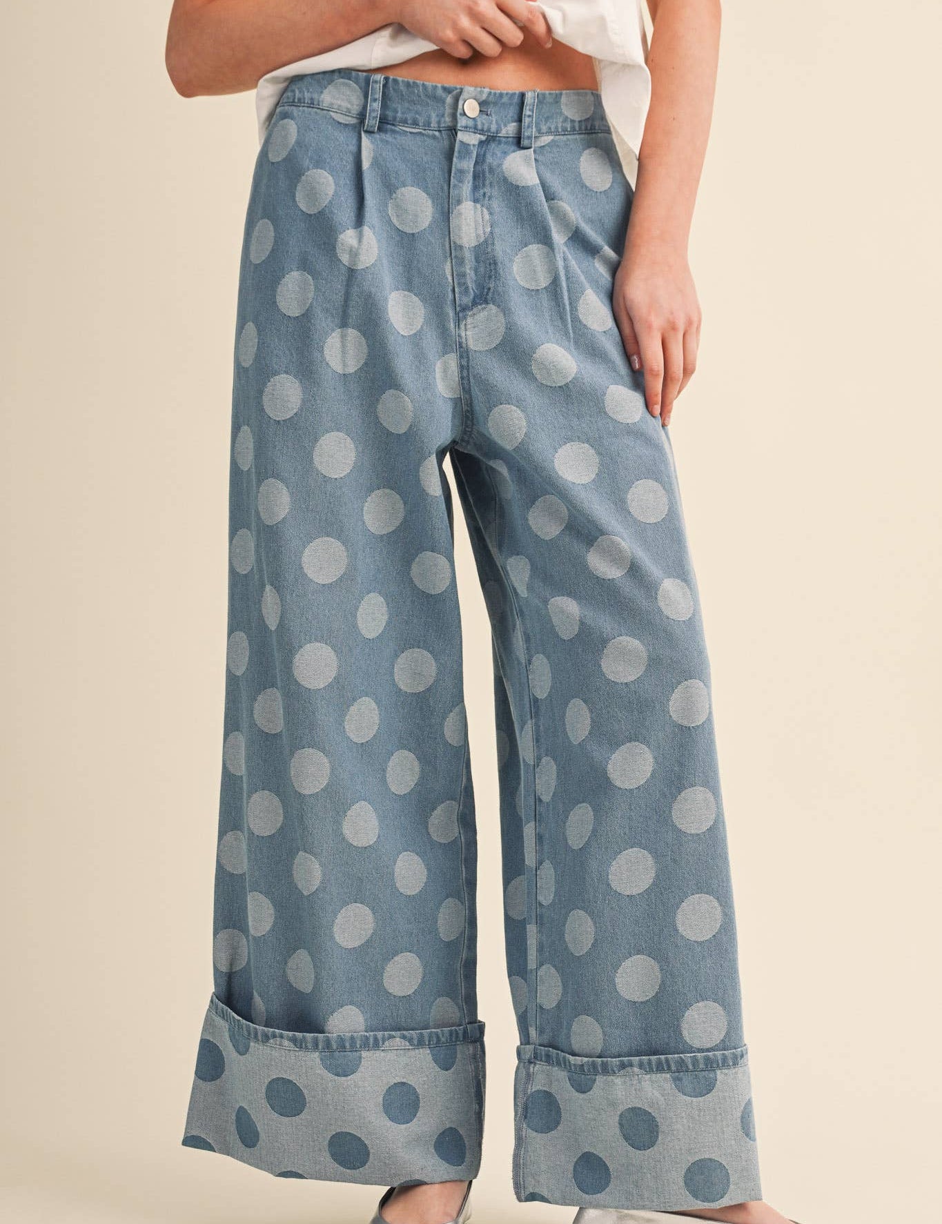 Daisy Denim Polka Dot Pants