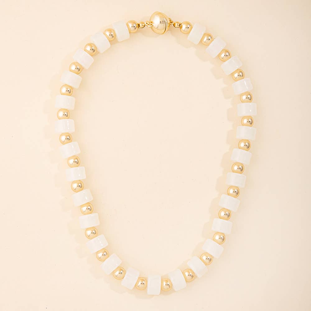 Barrel Bead And Ball Bead Collar Necklace