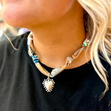 Scarf Necklace with Heart Charm
