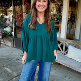 Evergreen Breeze Babydoll Blouse