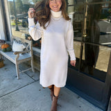 Warm Turtleneck Sweater Midi Dress