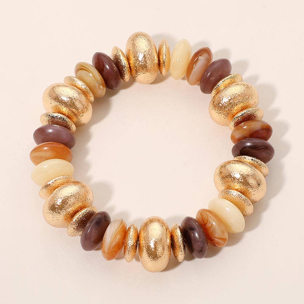 Chunky Mixed Disc Beaded Stretch Bracelet