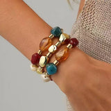 Irregular Resin & Gold Nugget Beaded Bracelet Set